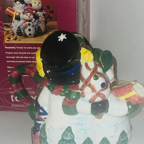 CHRISTMAS SNOWMAN TEAPOT HOLIDAY AT HOME EarthernWare NEW IN BOX.. - Picture 8 of 8